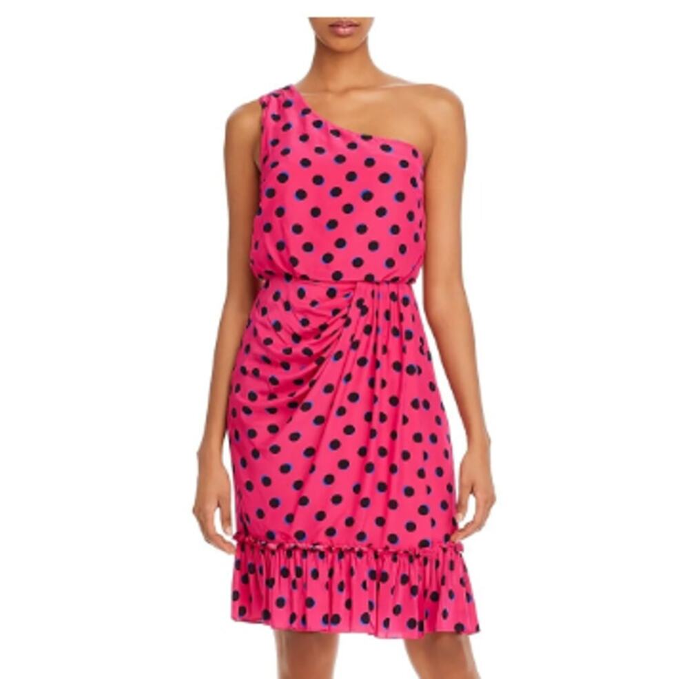 Derek Lam 10 Crosby Taula Pink Polka Dot One Shoulder Dress Size 4 MSRP $495
